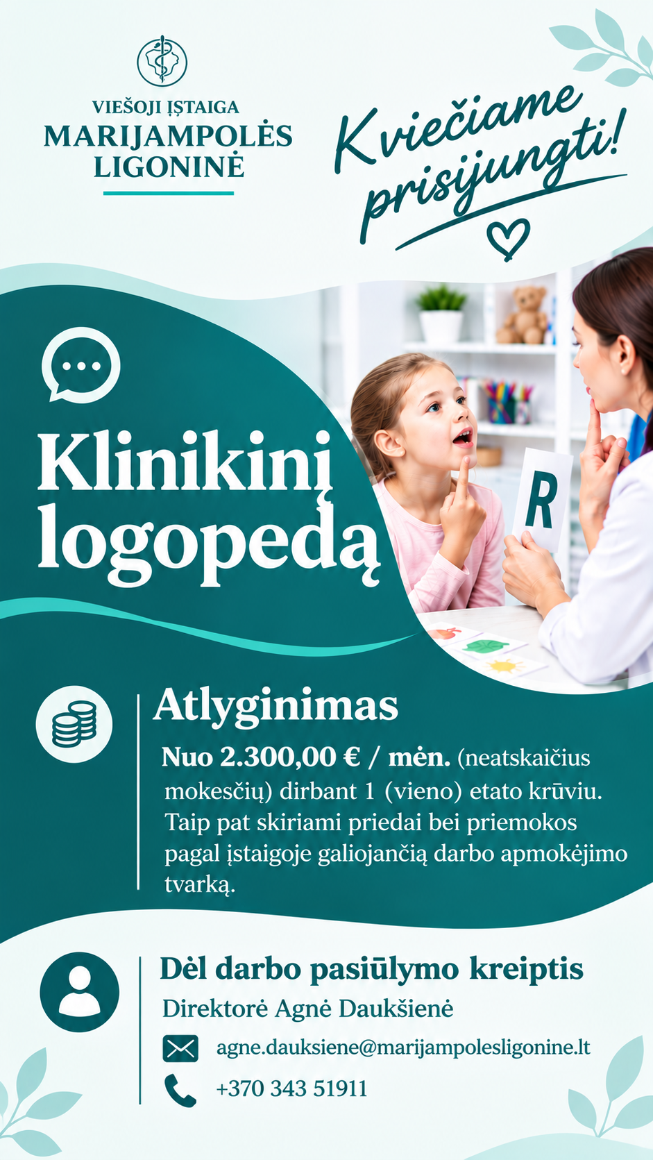Kviečiame prisijunti klinikinį logopedą